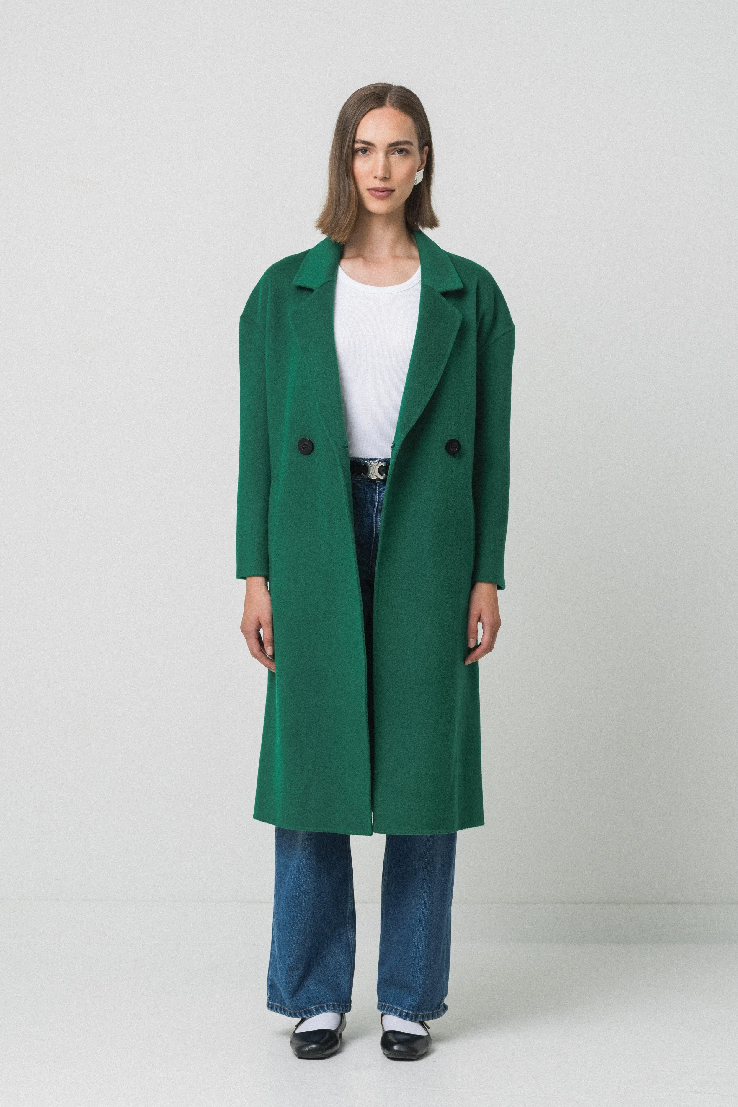 OUNCE】 cashmere half handmade coat